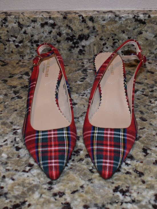 Isaac Mizrahi Shoes - Isaac Mizrahi Red Plaid Slingback Kitten Heels Size 7